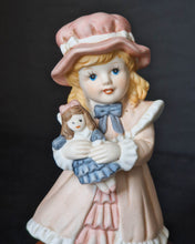 Load image into Gallery viewer, Joy Of time by Leonardo Figurine, Girl with rocking doll ceramic figure with wooden plinth base
