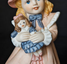 Load image into Gallery viewer, Joy Of time by Leonardo Figurine, Girl with rocking doll ceramic figure with wooden plinth base
