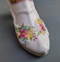 Load image into Gallery viewer, Vintage Bone China Shoe, Flowers and Gold Trimming, English Fine Bone China, Lady Eleanor
