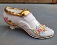 Load image into Gallery viewer, Vintage Bone China Shoe, Flowers and Gold Trimming, English Fine Bone China, Lady Eleanor
