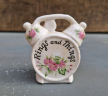 Load image into Gallery viewer, Vtg Rings and Things Made in Taiwan Knick knack Trinket Dish 2.5&quot; Pink Floral Decor - Miniature Collectible Ring Dish Trinket dish container

