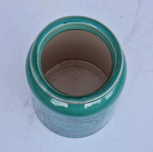 Load image into Gallery viewer, Vintage Green Stoneware Ceramic Jar Handmade Blend Of Provincial Flowers &amp; Herbs No Lid
