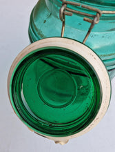 Load image into Gallery viewer, Vintage Cracker Barrel Style Cookies Flour Sugar Jar Canister Green Glass Airtight Closure
