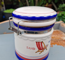 Load image into Gallery viewer, Vintage Coastal Beach Sailing Boat Nautical Theme Ceramic Canister Storage Jar Kitchenalia
