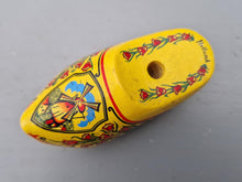 Load image into Gallery viewer, Vintage Dutch clog Yellow clog Wooden Shoe, Dutch shoe , Holland, Hand Carved, Hand Painted, Home Decor Traditional shoe Souvenir clog
