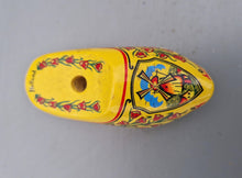 Load image into Gallery viewer, Vintage Dutch clog Yellow clog Wooden Shoe, Dutch shoe , Holland, Hand Carved, Hand Painted, Home Decor Traditional shoe Souvenir clog
