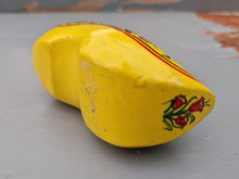 Load image into Gallery viewer, Vintage Dutch clog Yellow clog Wooden Shoe, Dutch shoe , Holland, Hand Carved, Hand Painted, Home Decor Traditional shoe Souvenir clog
