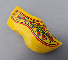 Load image into Gallery viewer, Vintage Dutch clog Yellow clog Wooden Shoe, Dutch shoe , Holland, Hand Carved, Hand Painted, Home Decor Traditional shoe Souvenir clog
