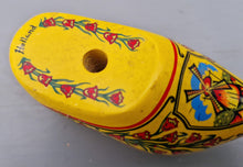 Load image into Gallery viewer, Vintage Dutch clog Yellow clog Wooden Shoe, Dutch shoe , Holland, Hand Carved, Hand Painted, Home Decor Traditional shoe Souvenir clog
