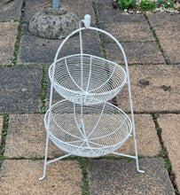 Load image into Gallery viewer, Vintage French style metal wire work fruits and vegetable basket 2 tier 49cm High Painted Cream
