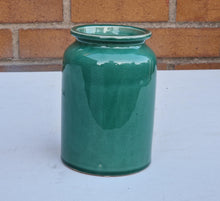 Load image into Gallery viewer, Vintage Green Stoneware Ceramic Jar Handmade Blend Of Provincial Flowers &amp; Herbs No Lid
