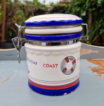 Load image into Gallery viewer, Vintage Coastal Beach Sailing Boat Nautical Theme Ceramic Canister Storage Jar Kitchenalia
