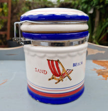 Load image into Gallery viewer, Vintage Coastal Beach Sailing Boat Nautical Theme Ceramic Canister Storage Jar Kitchenalia
