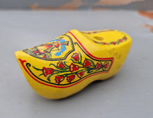 Load image into Gallery viewer, Vintage Dutch clog Yellow clog Wooden Shoe, Dutch shoe , Holland, Hand Carved, Hand Painted, Home Decor Traditional shoe Souvenir clog
