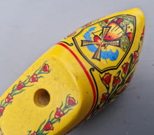 Load image into Gallery viewer, Vintage Dutch clog Yellow clog Wooden Shoe, Dutch shoe , Holland, Hand Carved, Hand Painted, Home Decor Traditional shoe Souvenir clog

