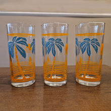 Load image into Gallery viewer, Vintage Mid-Century Palm Tree and Sailboat Glasses Set of 3 1950s
