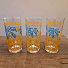 Load image into Gallery viewer, Vintage Mid-Century Palm Tree and Sailboat Glasses Set of 3 1950s
