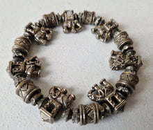 Load image into Gallery viewer, Vintage Silver Tone Elephant and White Glass Rhinestone Bead Bracelet
