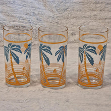 Load image into Gallery viewer, Vintage Mid-Century Palm Tree and Sailboat Glasses Set of 3 1950s
