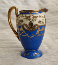 Load image into Gallery viewer, Vintage Hand-Painted Japanese Samurai Creamer Jug – Gold &amp; Blue Enamel Ceramic Milk Jug
