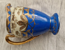 Load image into Gallery viewer, Vintage Hand-Painted Japanese Samurai Creamer Jug – Gold &amp; Blue Enamel Ceramic Milk Jug

