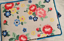 Load image into Gallery viewer, Vintage 1980s Retro Floral Sewing Basket – Rectangular Shape with Blue, Pink &amp; Red Flowers
