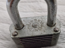 Load image into Gallery viewer, Vintage Diamond Lock Company Chrome Plated Laminated Large Padlock &amp; Original Key
