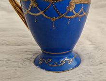Load image into Gallery viewer, Vintage Hand-Painted Japanese Samurai Creamer Jug – Gold &amp; Blue Enamel Ceramic Milk Jug
