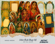 Load image into Gallery viewer, Indian Bride Design Kit – 20 Mixed Media Images | PNG &amp; PDF Download | Instant Digital Download
