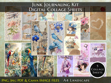 Load image into Gallery viewer, Junk Journaling Kit Digital Collage Sheets, Junk Journal Collage Papers, Junk Journal Digital Papers Printable , Junk Journaling Ephemera
