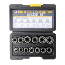 Load image into Gallery viewer, 14PCS Damaged Bolt &amp; Screw Extractor Set – Heavy Duty Cr-Mo Twist Socket Tool Kit for Removing Stripped, Rusted &amp; Rounded Nuts and Lug Nuts
