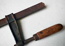 Load image into Gallery viewer, Vintage Forged Steel Bar Clamp with Wooden Handle Adjustable Sliding Arm Tool
