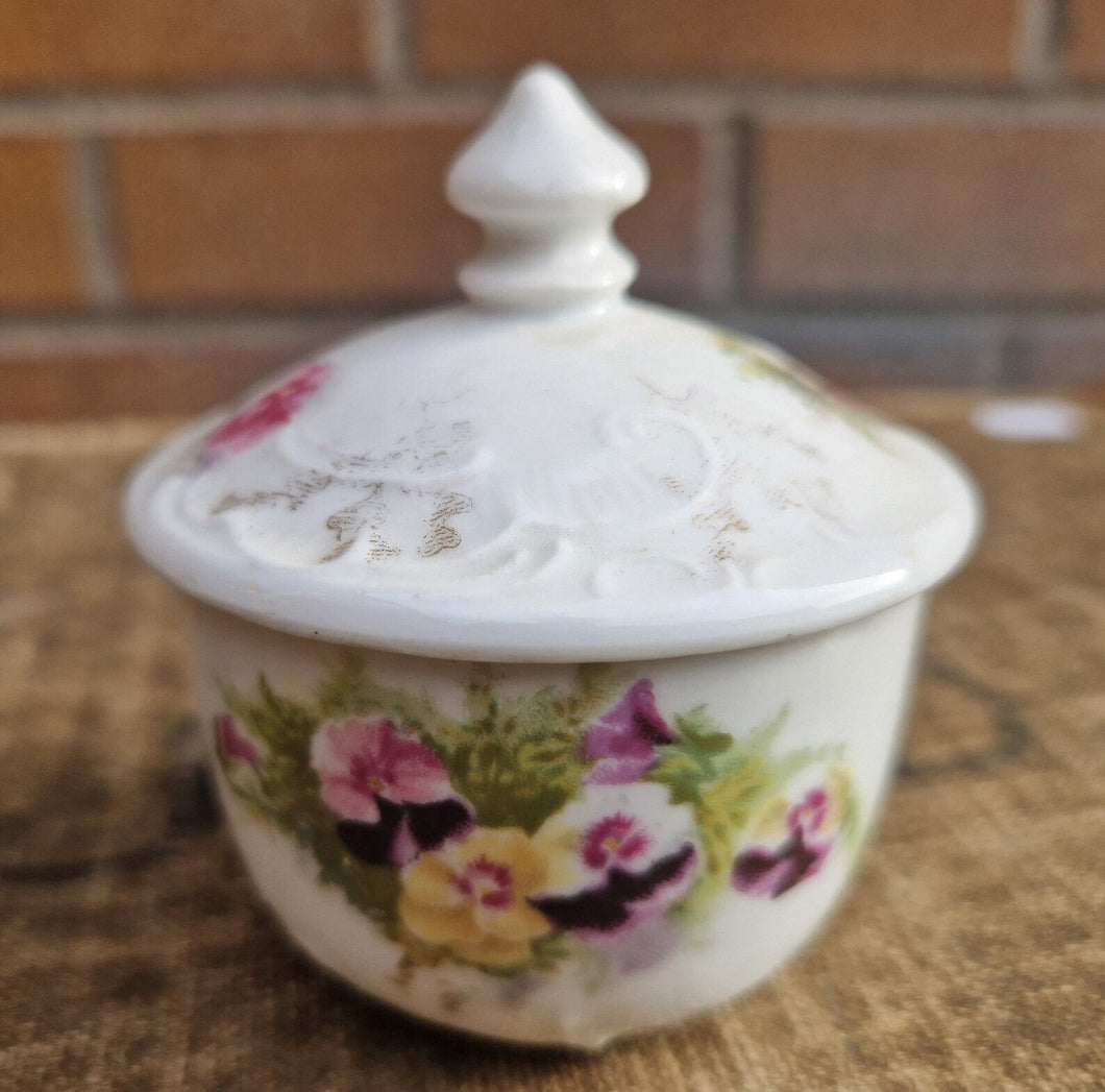 Round Hand Painted Floral Flower Ceramic Trinket Box