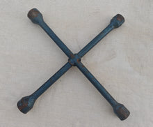 Load image into Gallery viewer, Vintage Blue Metal Car Wheel Brace / Lug Wrench 4-Way Cross Spanner Tool
