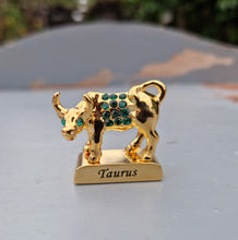 Load image into Gallery viewer, Crystal Temptations 24K Gold-Plated Taurus Zodiac Figurine with Swarovski Components – Elegant Collectible Gift
