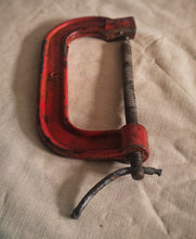 Load image into Gallery viewer, Title: Vintage G Clamp / C Clamp – Cast Iron – Red – 23.5cm x 10.5cm Heavy Duty
