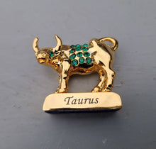 Load image into Gallery viewer, Crystal Temptations 24K Gold-Plated Taurus Zodiac Figurine with Swarovski Components – Elegant Collectible Gift
