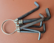 Load image into Gallery viewer, 6 Allen keys On key Ring , Vintage Tools
