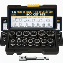 Load image into Gallery viewer, 14PCS Damaged Bolt &amp; Screw Extractor Set – Heavy Duty Cr-Mo Twist Socket Tool Kit for Removing Stripped, Rusted &amp; Rounded Nuts and Lug Nuts
