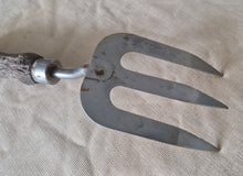 Load image into Gallery viewer, Vintage Gardening Hand Fork Cultivator Gardener Tool , wooden handle

