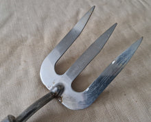 Load image into Gallery viewer, Vintage Gardening Hand Fork Cultivator Gardener Tool , wooden handle
