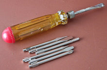 Load image into Gallery viewer, Adaptable screwdriver multi screwdriver with 7 multi bits , Yellow Clear Plastic
