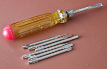 Load image into Gallery viewer, Adaptable screwdriver multi screwdriver with 7 multi bits , Yellow Clear Plastic
