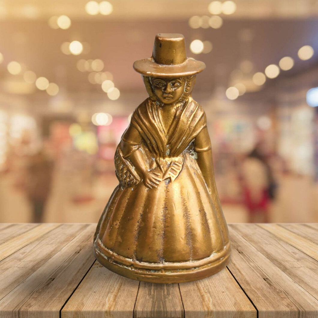 Vintage brass Lady Miniature Bell figurine collectible old bell