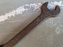 Load image into Gallery viewer, Vintage antique heavy duty cast iron spanner , 1/2 W 3/16 F / 3/8 W 7/16 W
