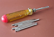 Load image into Gallery viewer, Adaptable screwdriver multi screwdriver with 7 multi bits , Yellow Clear Plastic
