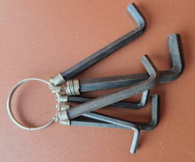 Load image into Gallery viewer, 6 Allen keys On key Ring , Vintage Tools
