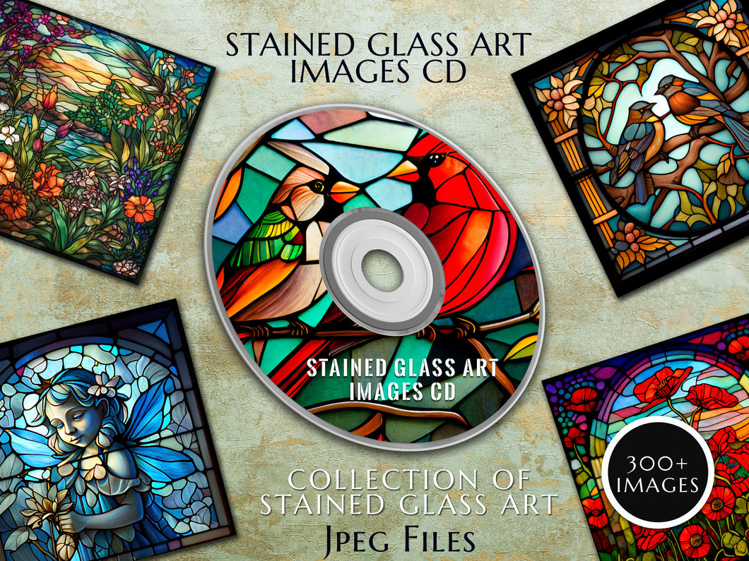 Stained Glass Art Images on cd, 300+ Self Created Graphics Images for Arts Craft