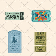 Load image into Gallery viewer, Vintage Ticket Clipart Bundle – 34 PNG &amp; PDF Images for Junk Journals, Scrapbooking &amp; Printable Art
