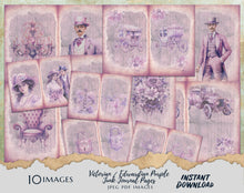 Load image into Gallery viewer, Shabby Chic Purple Theme Victorian &amp; Edwardian Style Junk Journal Printable Pages - Floral Ephemera - Instant Digital Download
